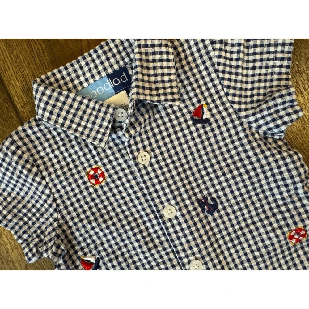 Goodlad Baby Outfit‎ Boy 6 Months Embroidered Nautical Gingham Romper Summer